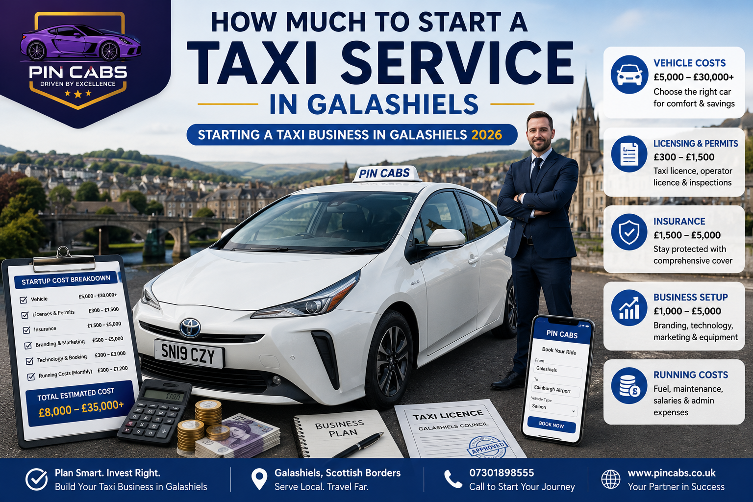 how much to start a taxi service in Galashiels