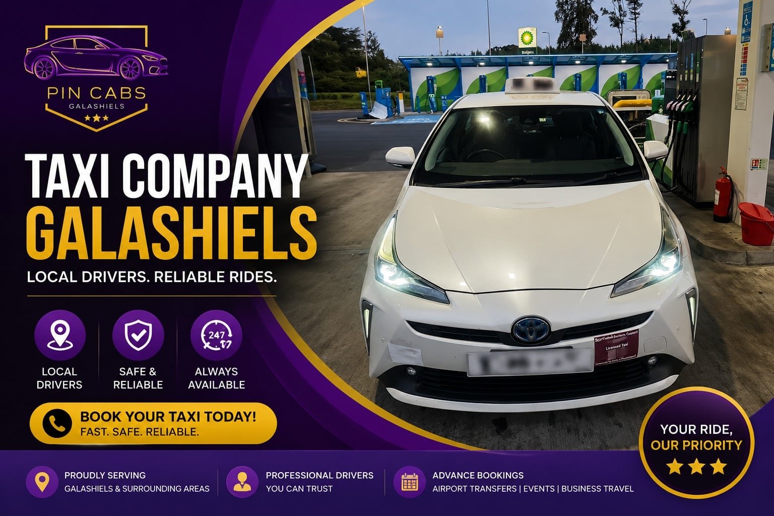 Taxi Company Galashiels Local Drivers PIN Cabs